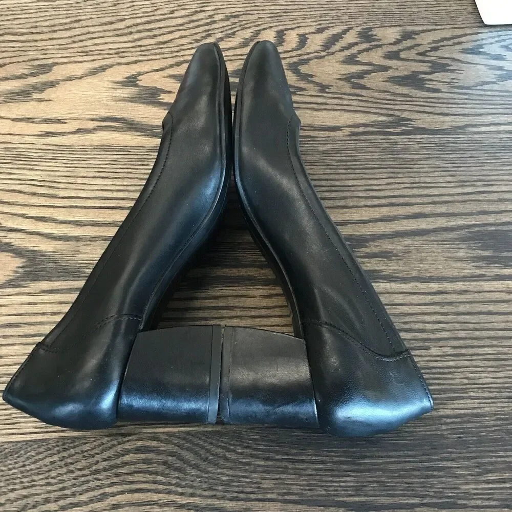 Paul Green Kami Black Soft Leather Block‎ Mid Heel Pointed Toe UK 5.5 US 8